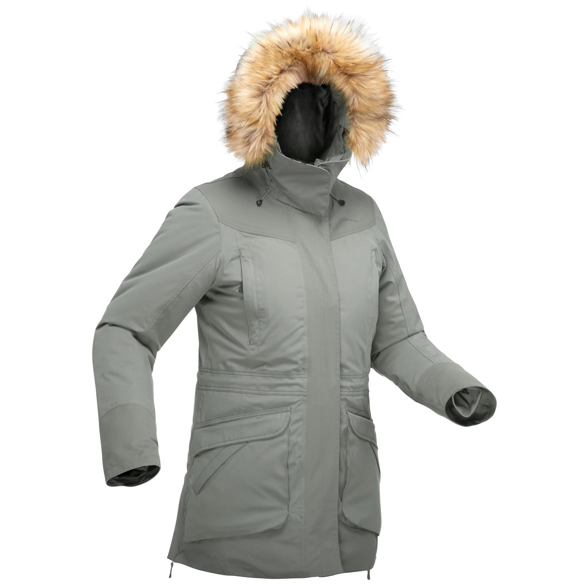 Geacă Parka Iarnă Impermeabilă Călduroasă Drumeție pe zăpadă SH500 U-WARM -20°C Bordo Damă