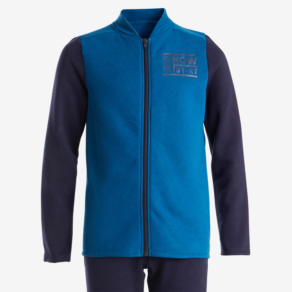 100 Warmy Boys' Warm Zip-Up Gym Tracksuit - Blue/Navy