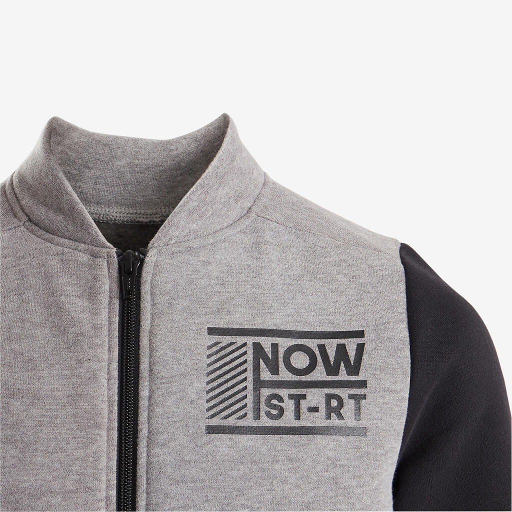 100 Warmy Boys' Warm Gym Tracksuit - Grey/Black