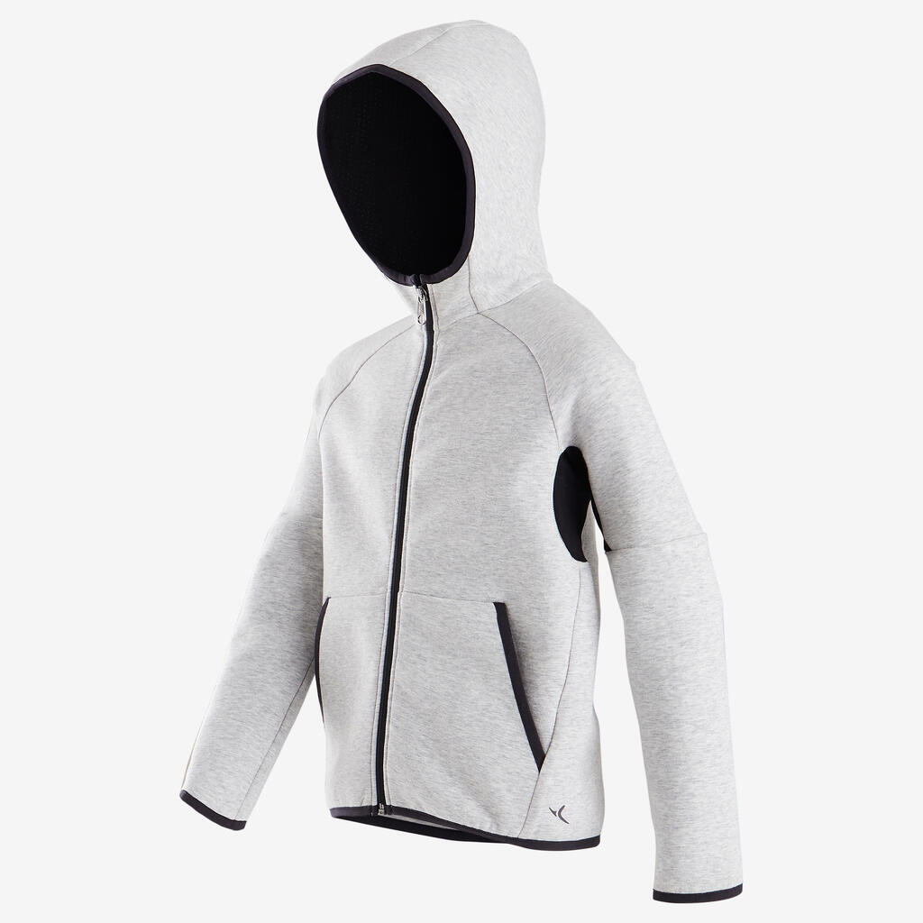 Sweat zippé à capuche chaud enfant - 900 gris chiné