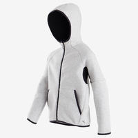 Veste capuche chaude, coton respirant 500, garçon GYM ENFANT gris chiné clair