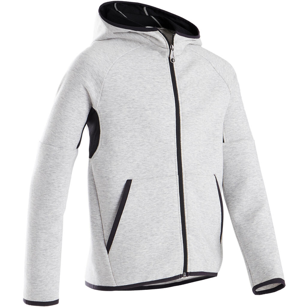 Sweat zippé à capuche chaud enfant - 900 gris chiné