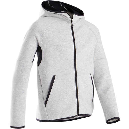 
      Sweat zippé à capuche chaud enfant - 900 gris chiné clair
  