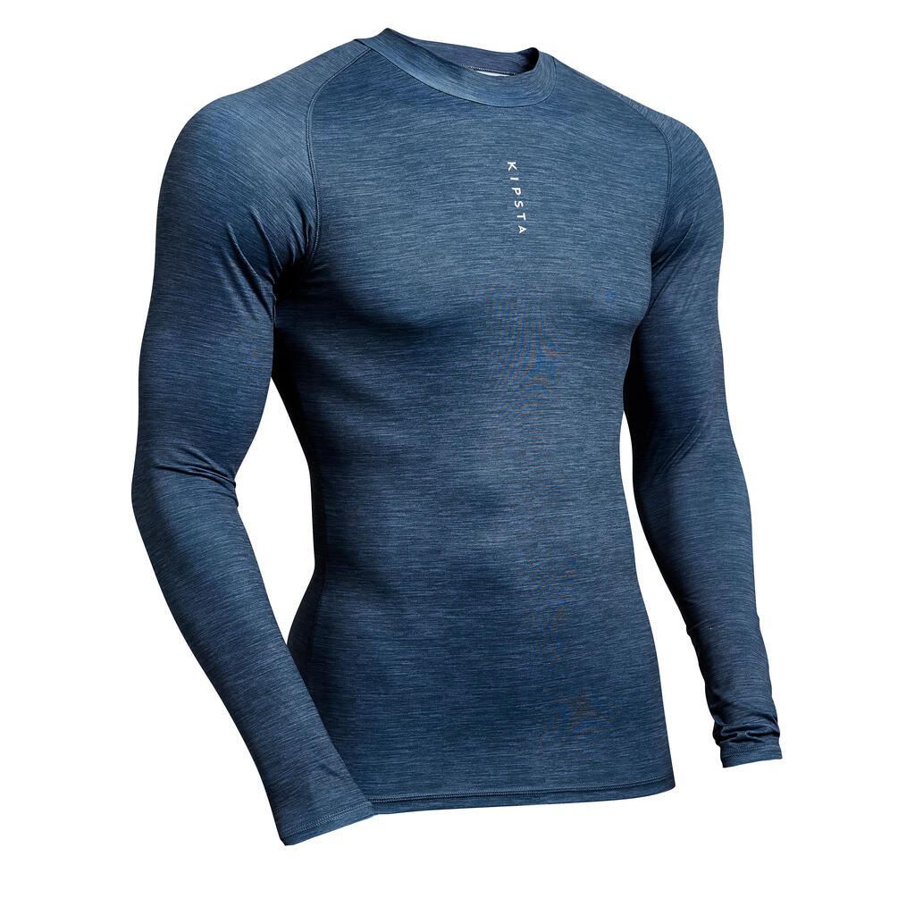 Adult Long-Sleeved Football Base Layer Top Keepdry 100 - Mottled Grey