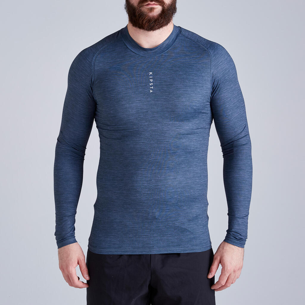 Adult Long-Sleeved Football Base Layer Top Keepdry 100 - Mottled Grey