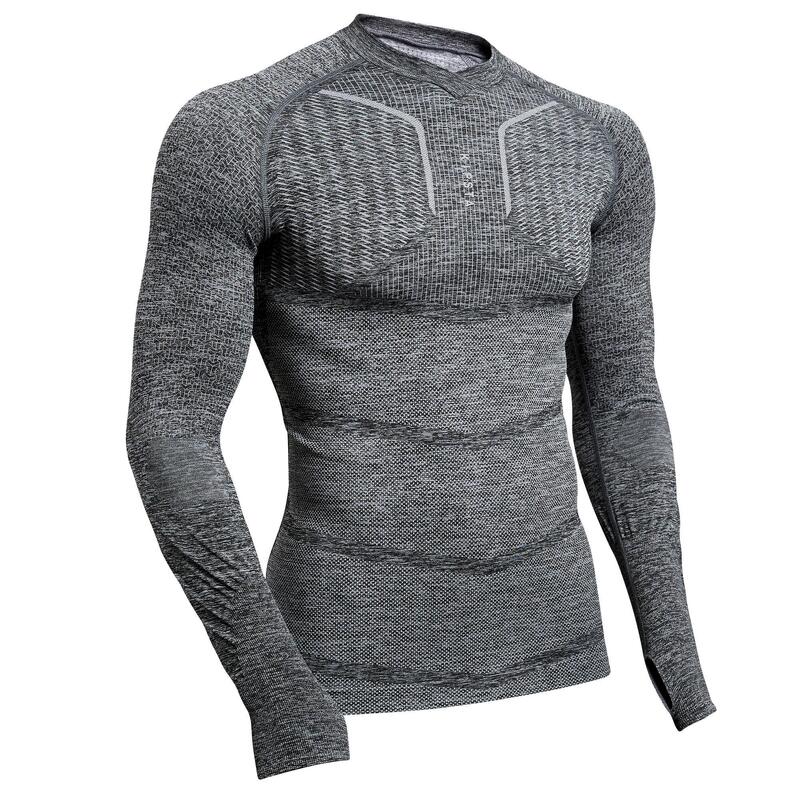 Sous-vêtement Keepdry 500 adulte manches longues football gris chiné