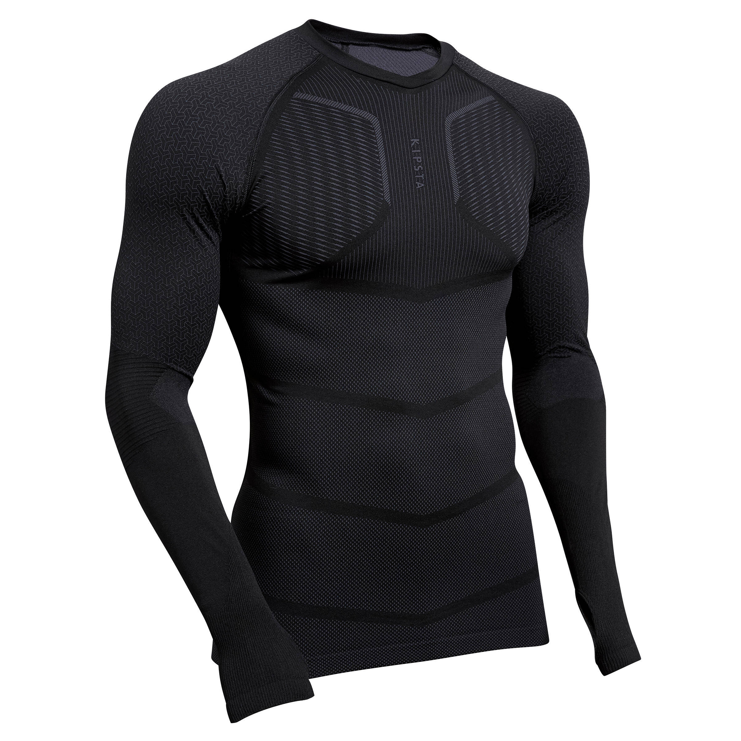 Adult Football Long-Sleeve Compression Base Layer Tight Keepdry 500 Black -  1