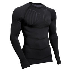 Ondershirt voor voetbal heren Keepdry 500 lange mouwen zwart