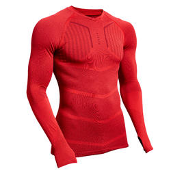 Ondershirt met lange mouwen voor voetbal volwassenen Keepdry 500 rood