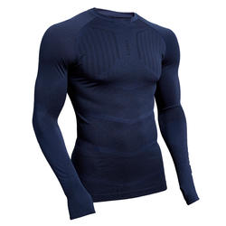 Ondershirt voor voetbal heren Keepdry 500 lange mouwen donkerblauw