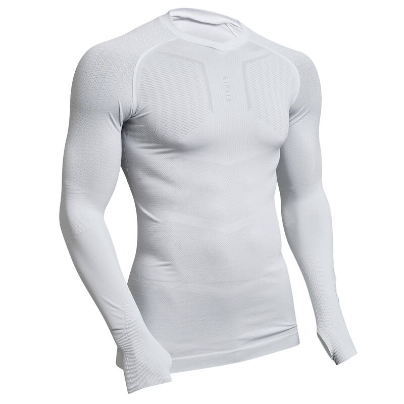 Camiseta térmica manga larga de esquí para Mujer Wedze SKI500 blanco