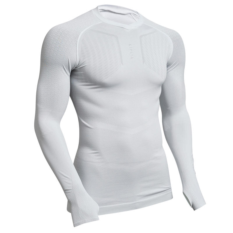 Men's Football LongSleeved Base Layer Top Keepdry 500 White Decathlon