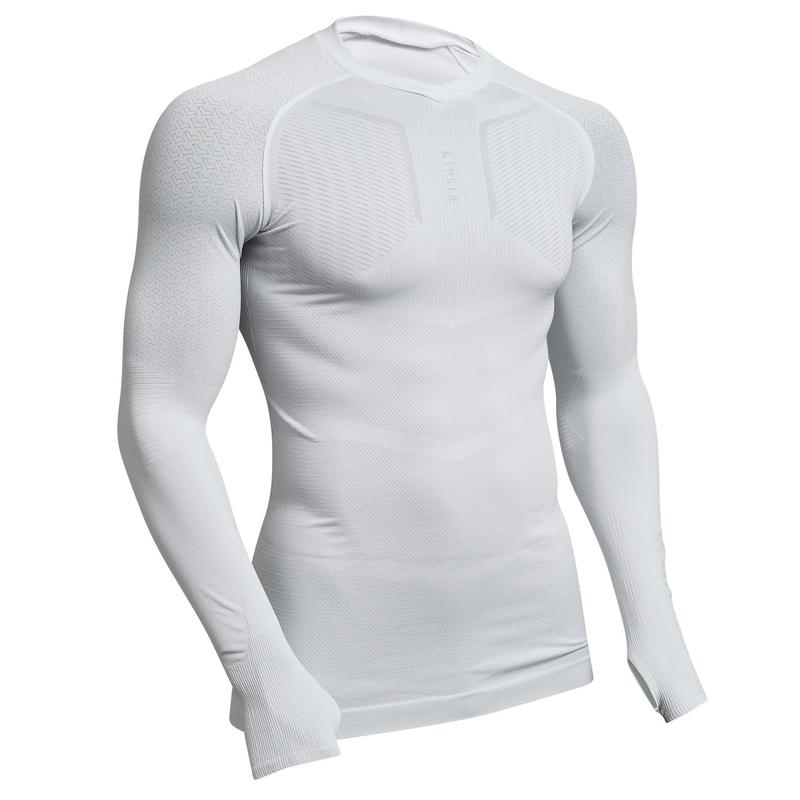 Camiseta térmica fútbol manga larga Adulto Kipsta Keepdry 500 blanco