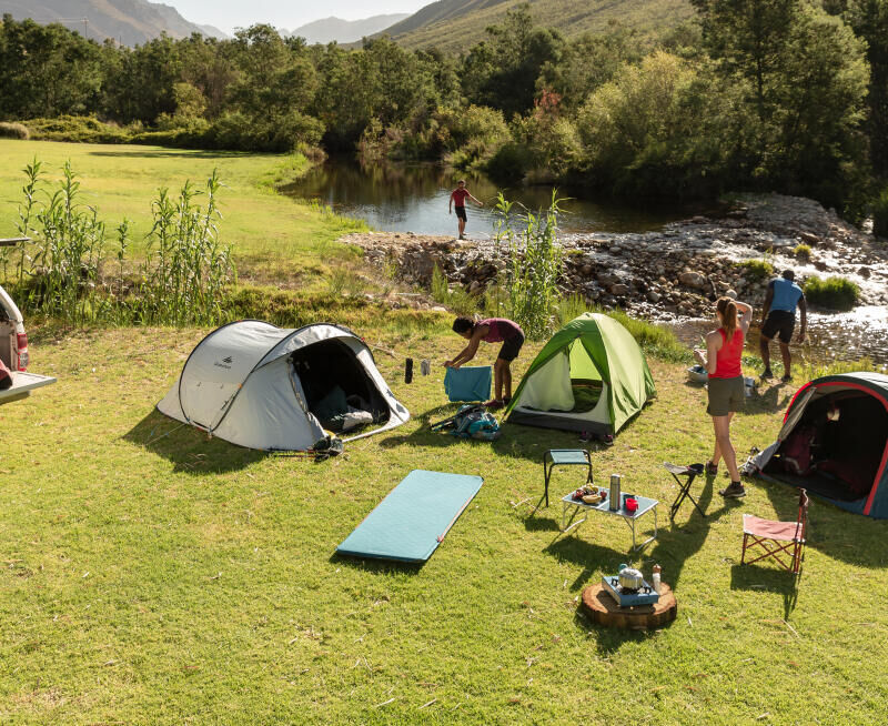 Different camping tents and gears by DECATHLON