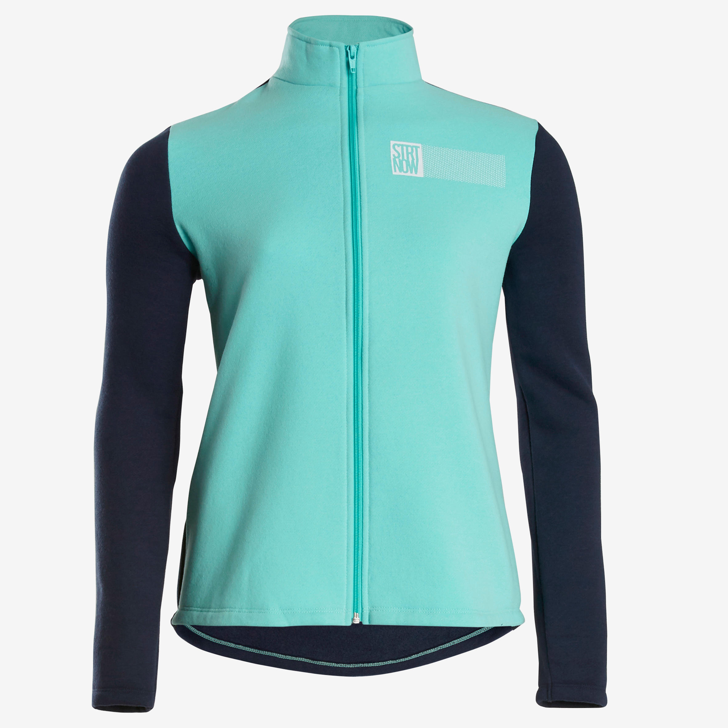 Kids' Basic Fleecy Zip Tracksuit Warmy - Green/Navy 4/6