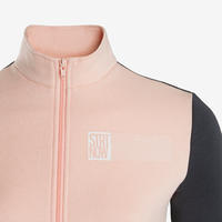 Girls' Warm Zip-Up Gym Tracksuit Warmy 100 - Light Pink/Grey