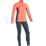 Domyos Warm trainingspak voor gym meisjes 100 roze print/legging in grijs