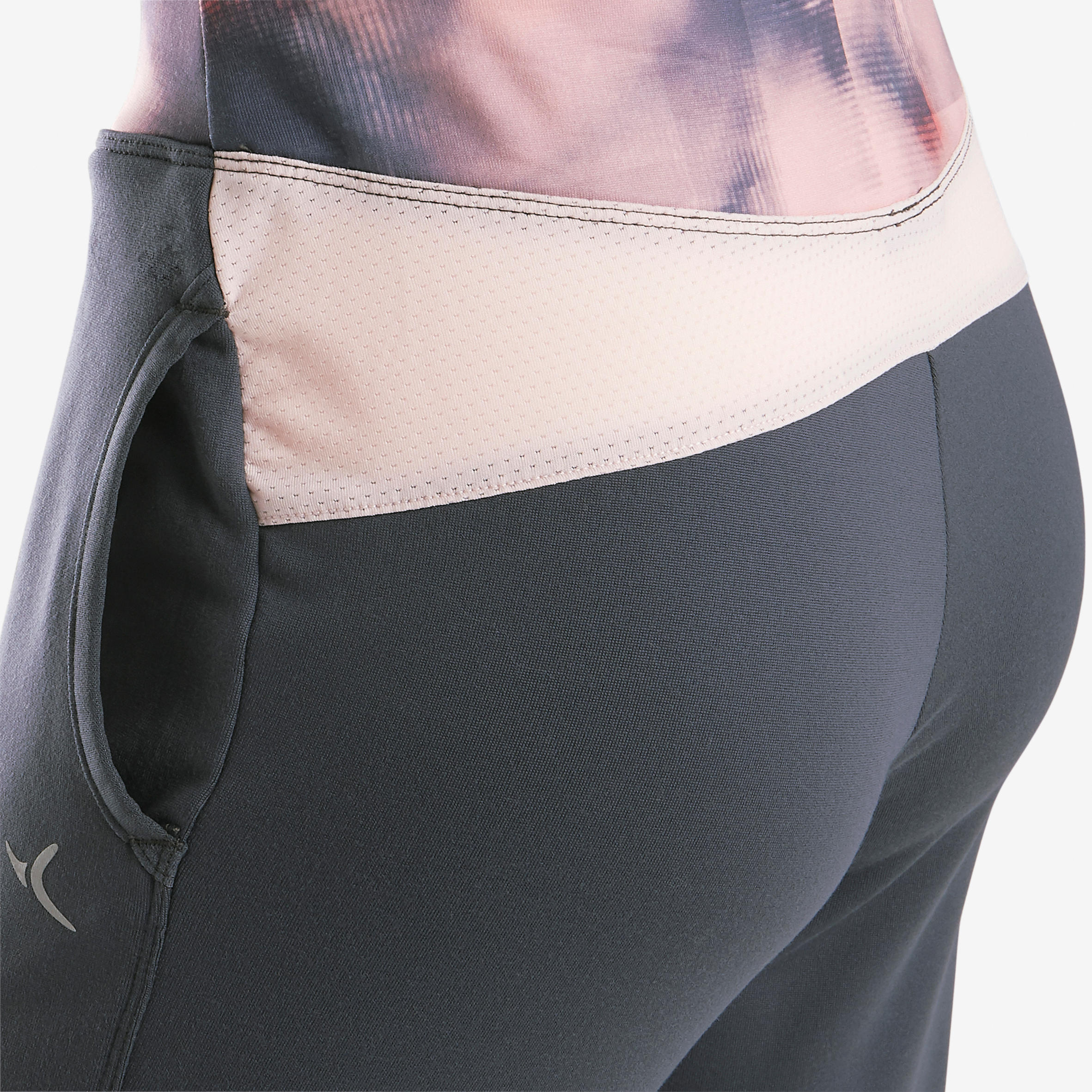 S500 Girls' Warm Breathable Gym Bottoms - Navy/Pink Print Waistband 4/6