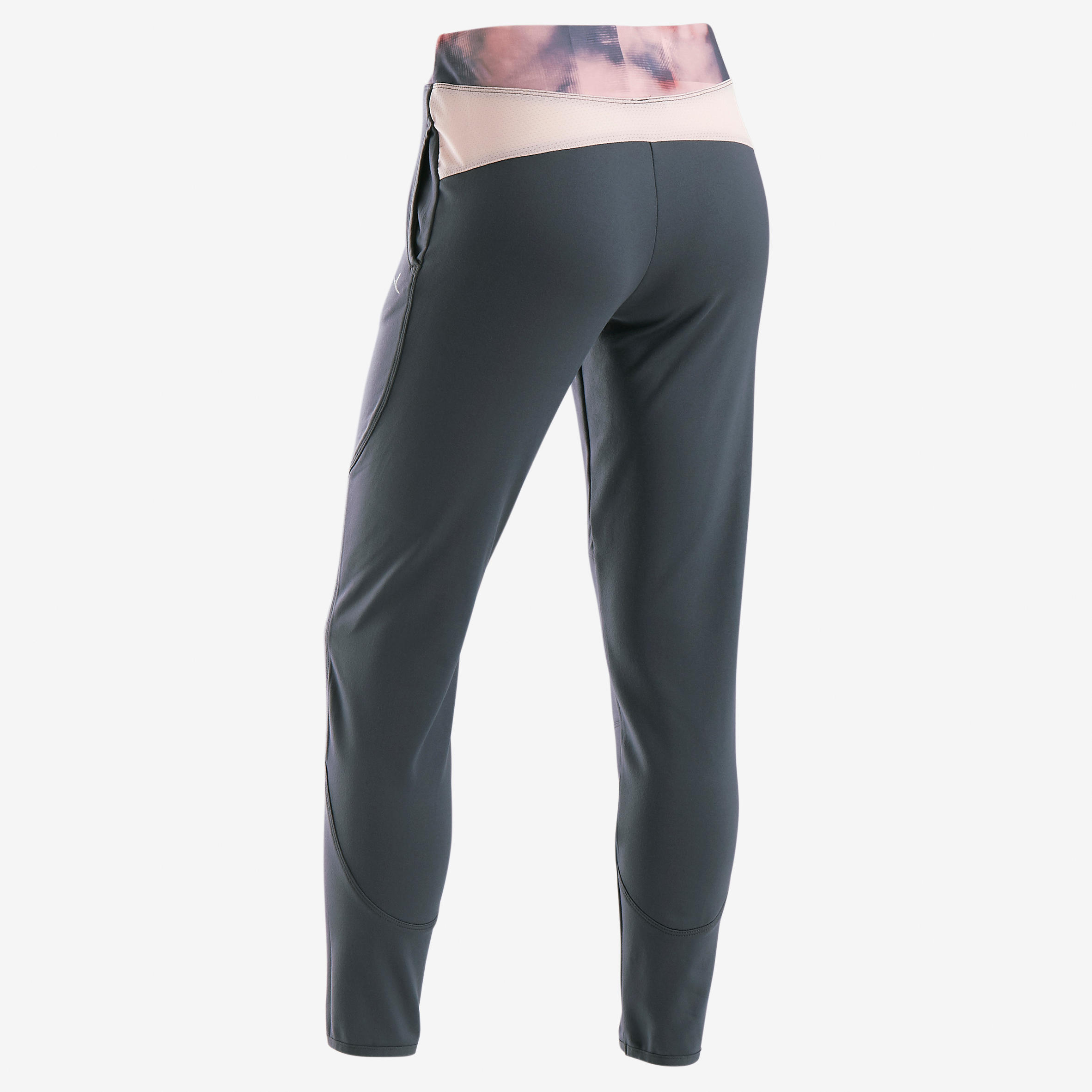 S500 Girls' Warm Breathable Gym Bottoms - Navy/Pink Print Waistband 3/6