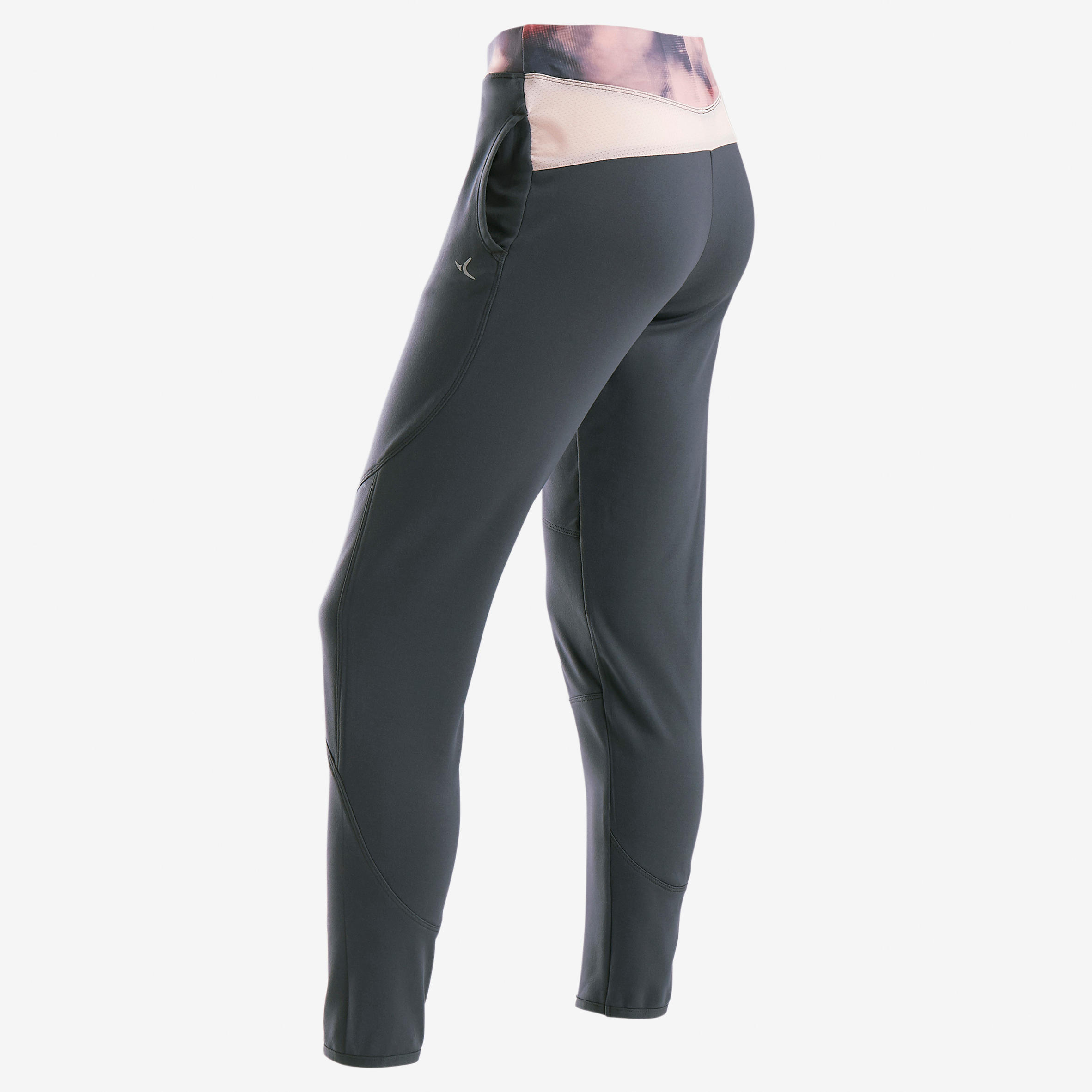 S500 Girls' Warm Breathable Gym Bottoms - Navy/Pink Print Waistband 2/6