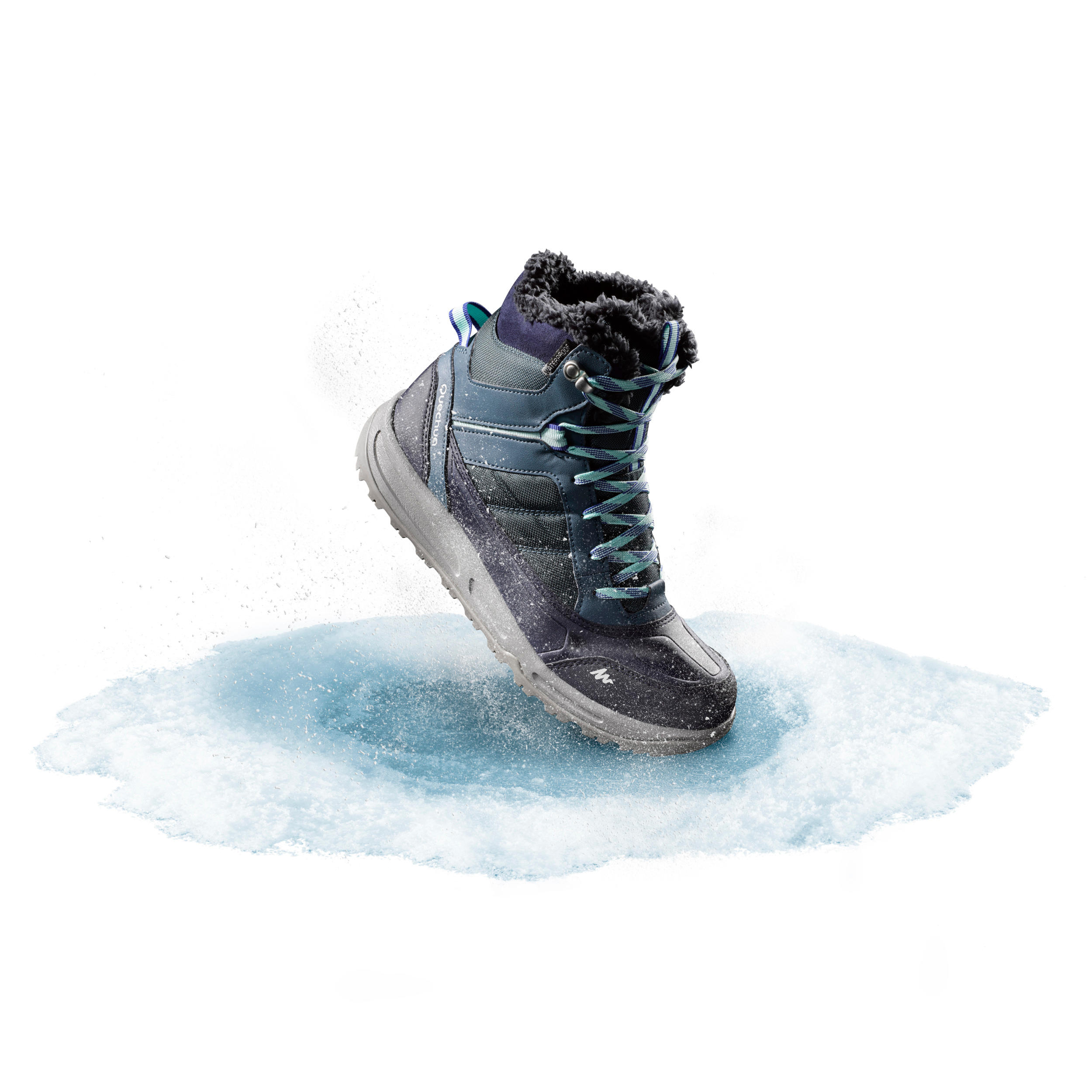 Women’s warm snow hiking boots SH120- mid blue 2/9