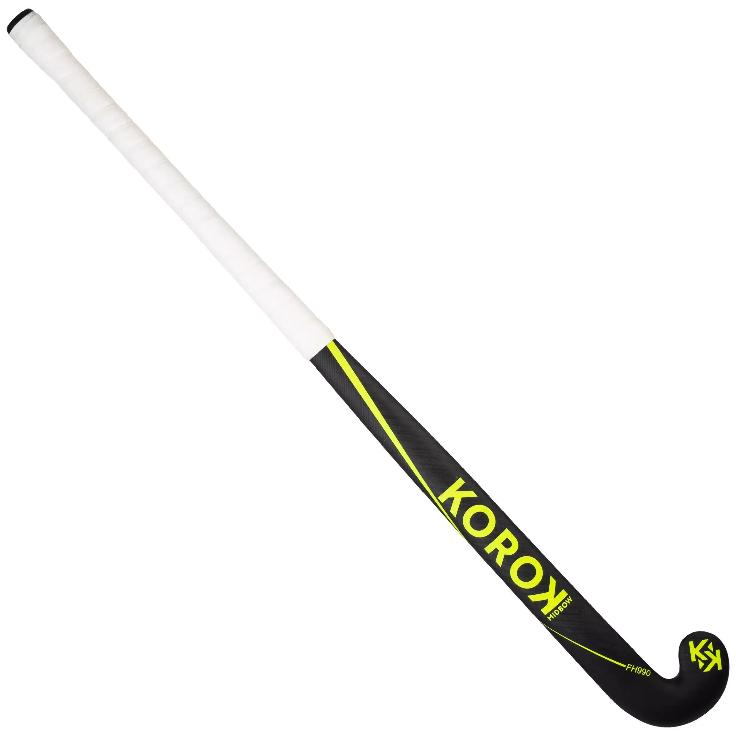 FH990 Adult Advanced 95% Carbon Field Hockey Mid Bow Stick - Yellow 8/9