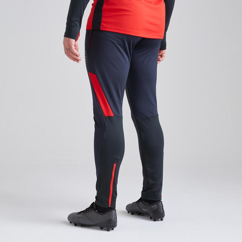 Pantalon de football adulte T500 gris carbone rouge