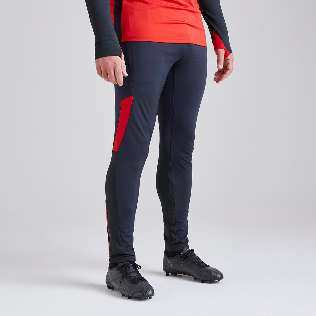 Adult Football Bottoms T500 - Carbon Grey/Red