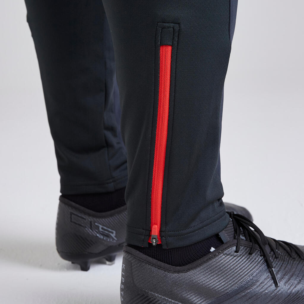 Adult Football Bottoms T500 - Carbon Grey/Red