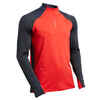 Trainingsshirt Fussball T500 1/2 Zip Erwachsene grau/rot