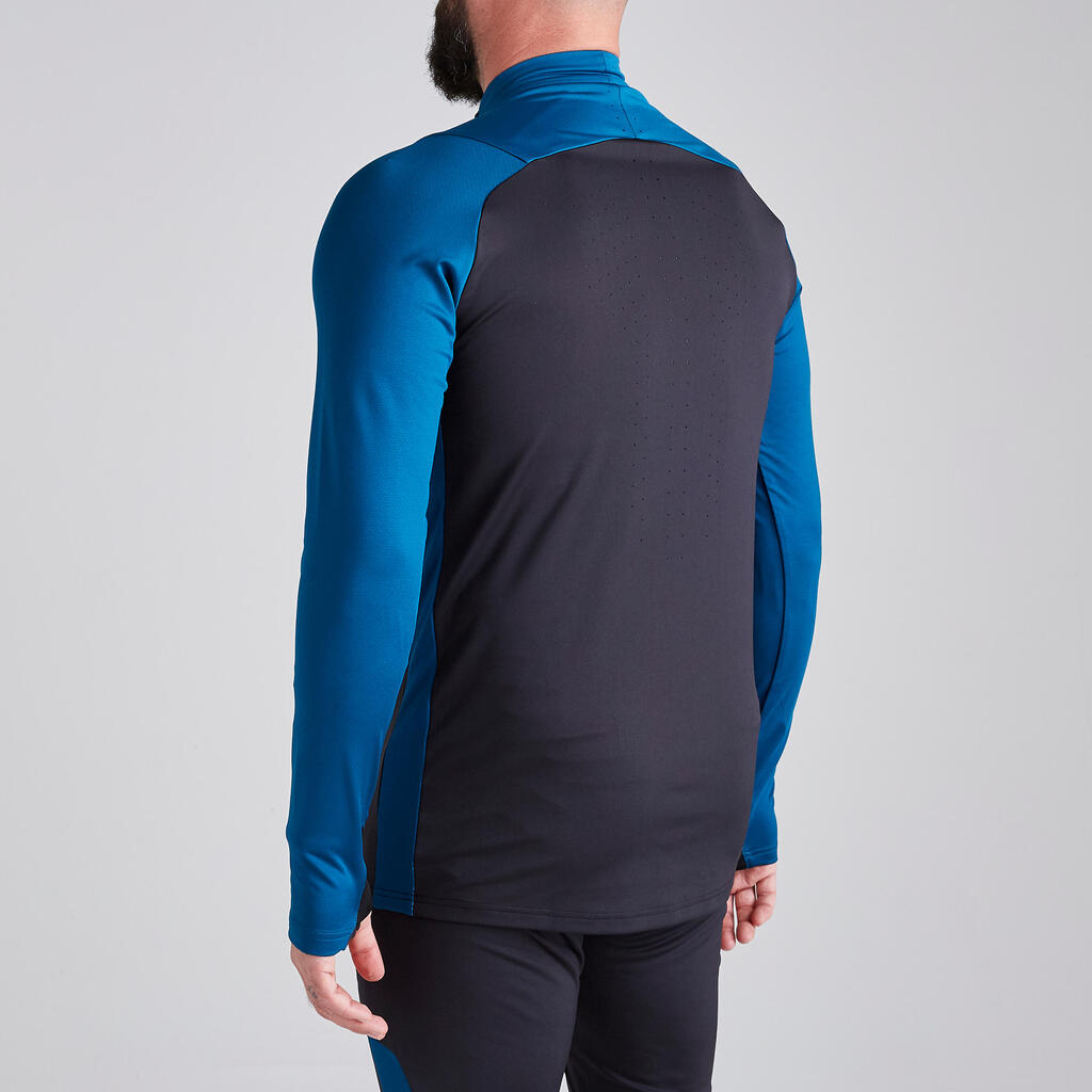 Adult 1/2 Zip Limited Edition Football Sweatshirt T500 - Petrol Blue/Black