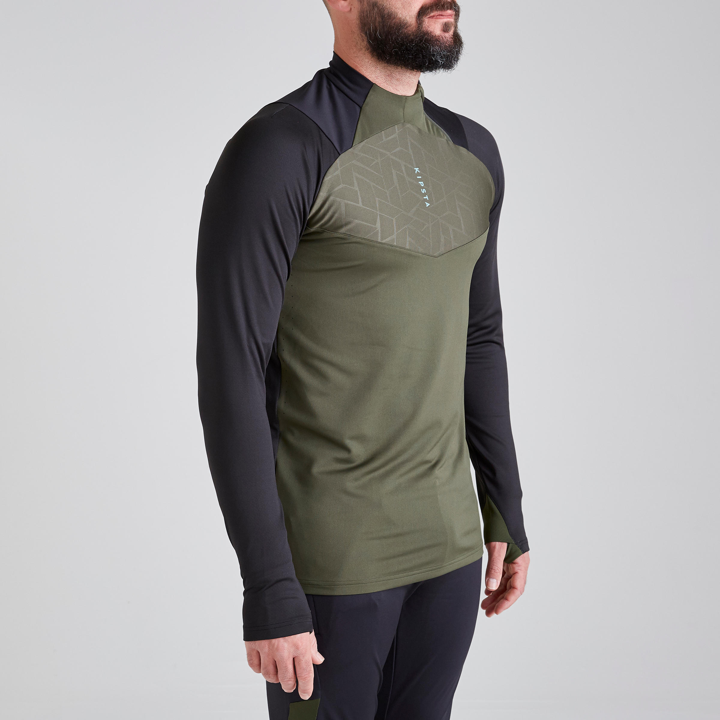 T500 Adult 1/2 Zip Limited Edition Football Training Sweatshirt - Black/Khaki 3/15
