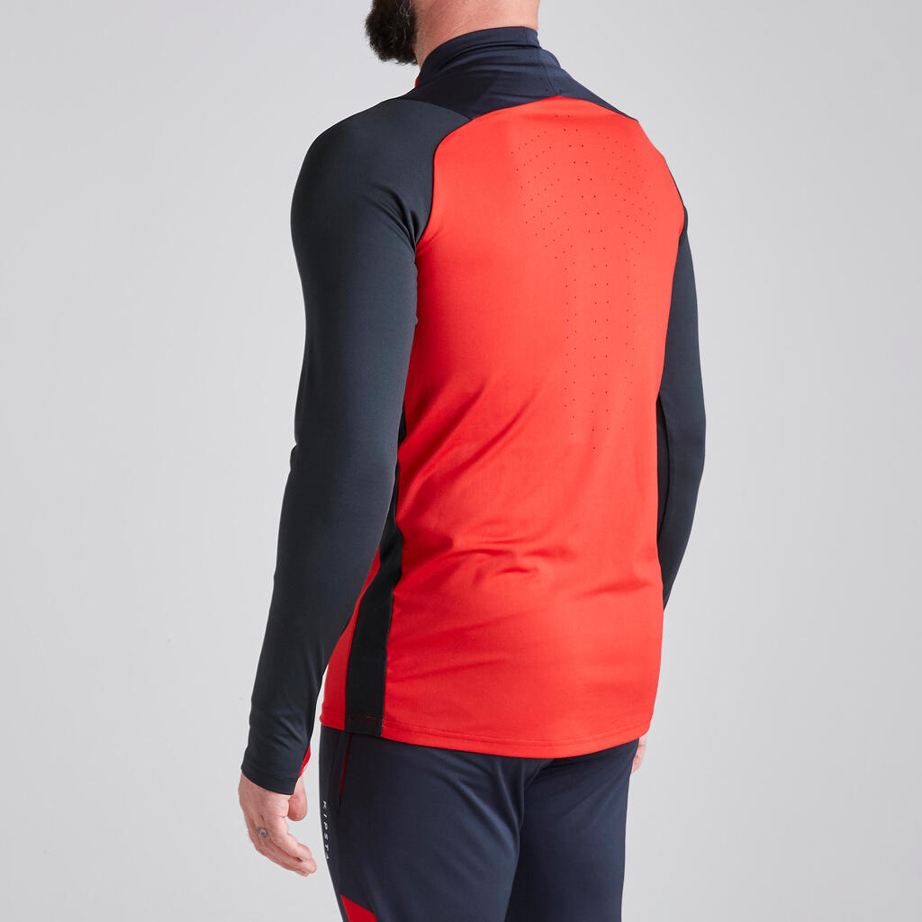 T500 Adult 1/2 Zip Football Training Sweatshirt - Carbon Grey/Red