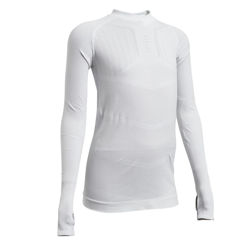 Sous-vêtement haut Keepdry 500 manches longues enfant football blanc