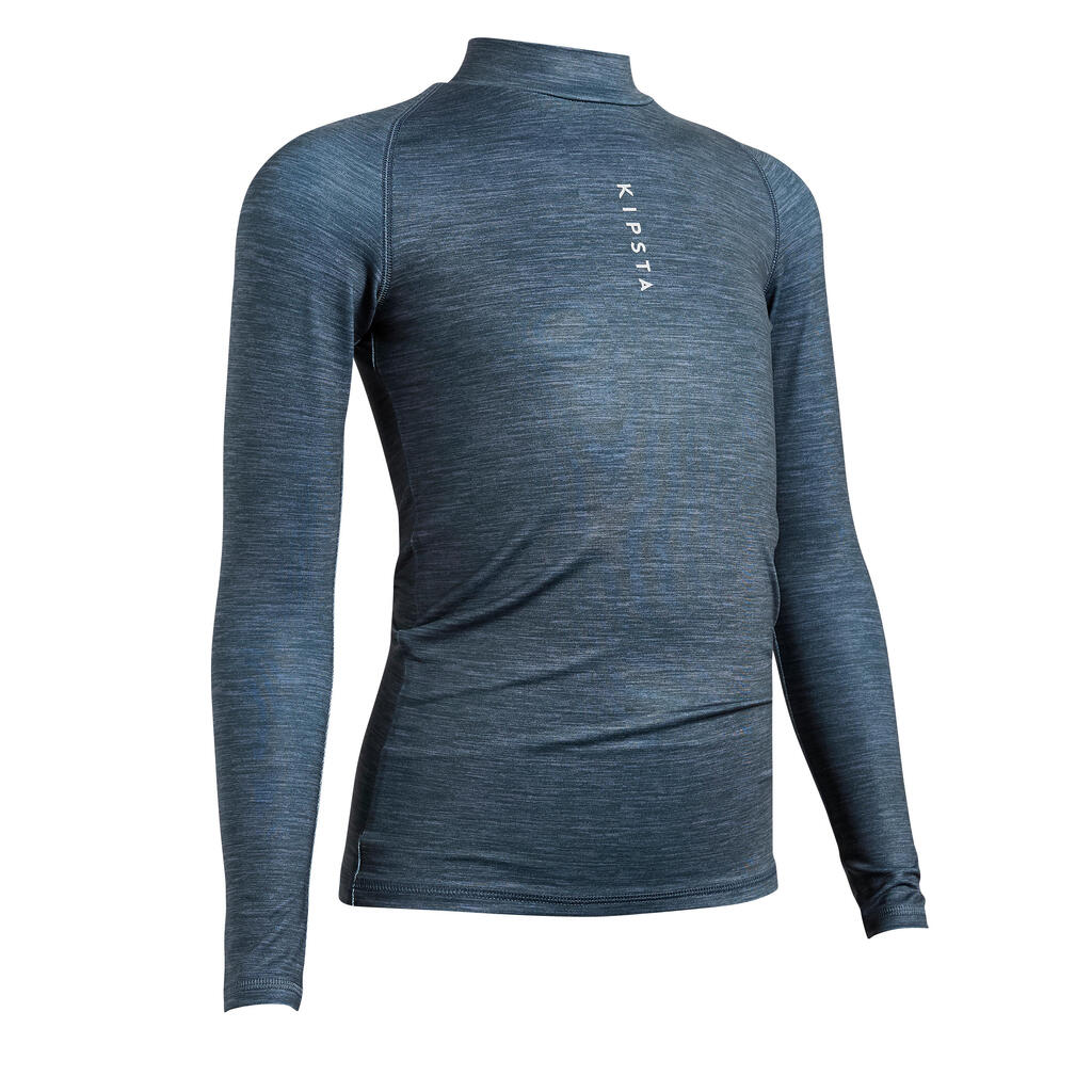 Kids' Long-Sleeved Thermal Base Layer Top Keepcomfort 100 - Grey