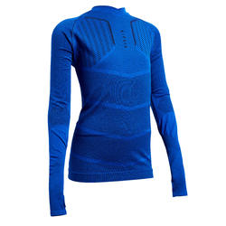Sous-vêtement haut Keepdry 500 manches longues enfant football bleu indigo