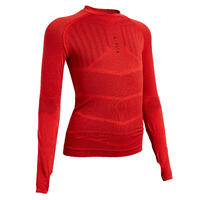 Kids' Long-Sleeved Base Layer Football Top Keepdry 500 - Red