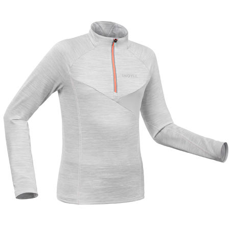 Дитяча футболка 100 для лижного бігу, з довгими рукавами - Сіра