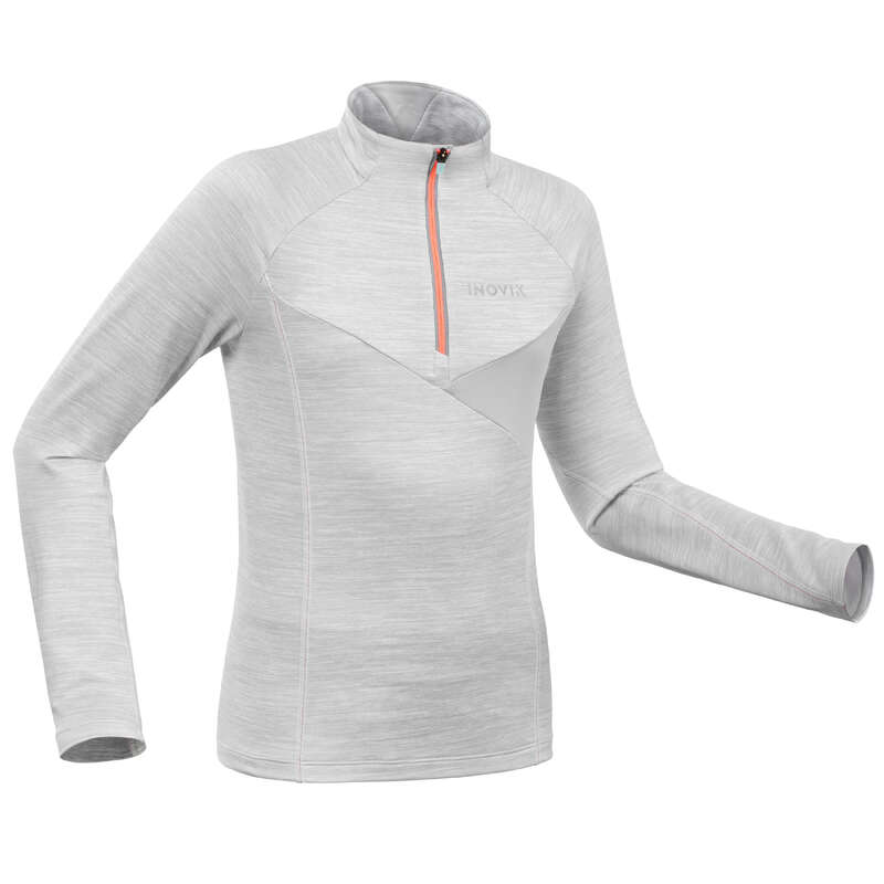 JUNIOR CROSS COUNTRY SKI CLOTHING Cross-Country Skiing - Kid's Warm T-shirt 100 - Grey INOVIK - Cross-Country Skiing