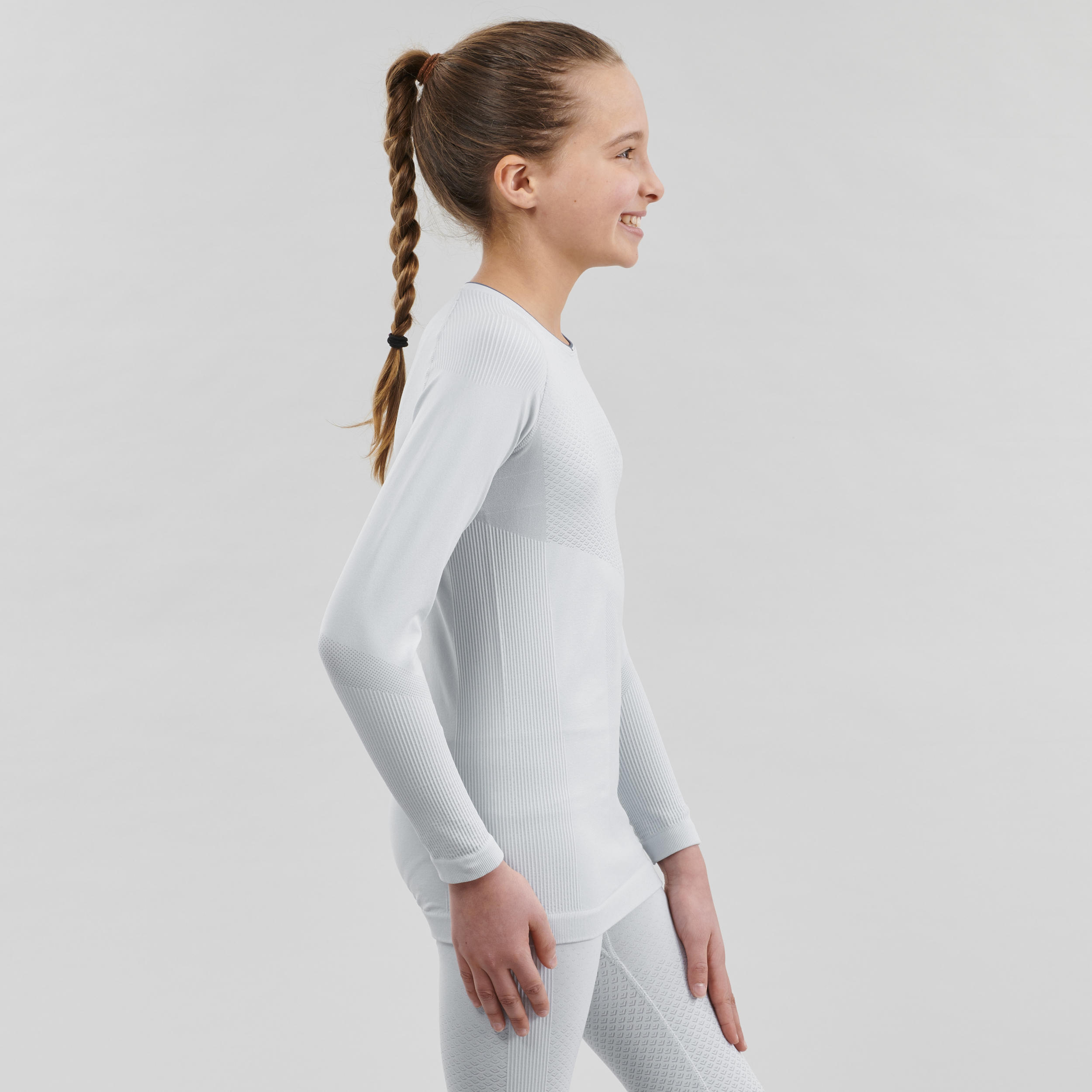 Kids' High-Tech Cross-Country Skiing Base Layer - UW 500 Grey - INOVIK