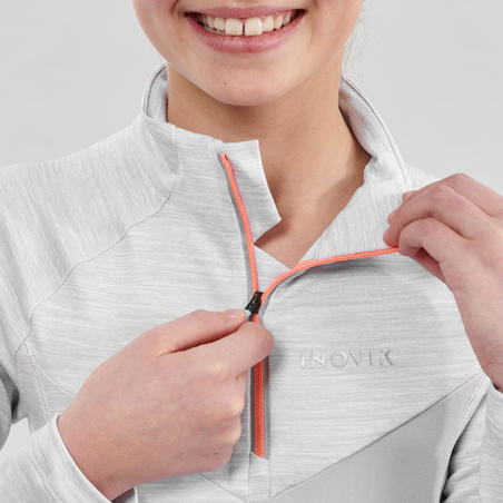 Дитяча футболка 100 для лижного бігу, з довгими рукавами - Сіра