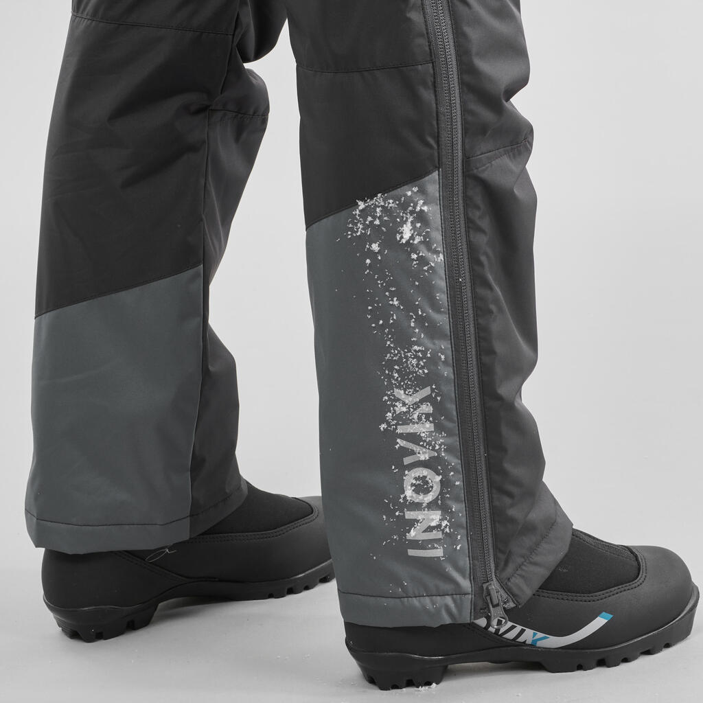 Detské hrejivé nohavice XC S 100 na bežecké lyžovanie sivé