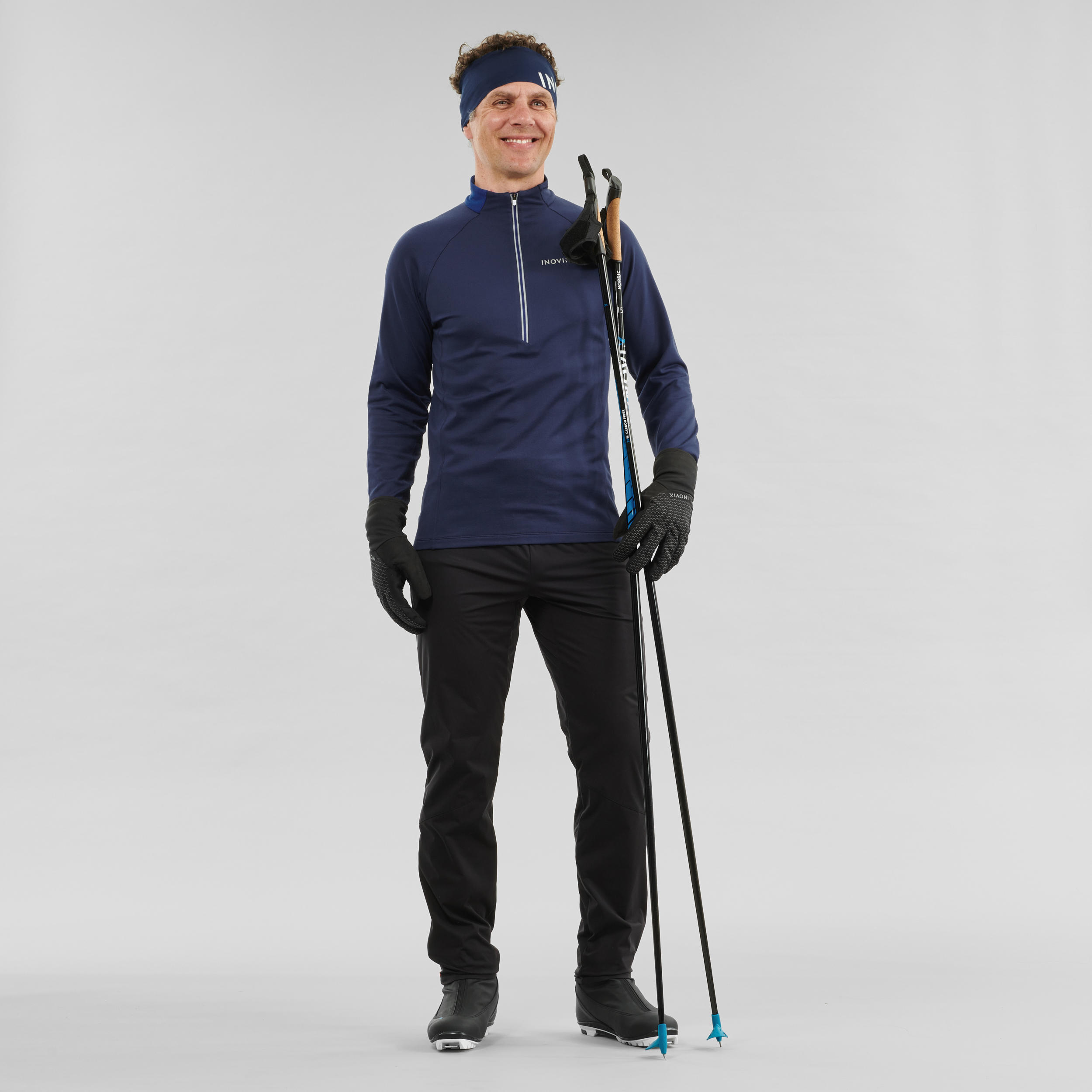 Men's Cross-Country Skiing Warm Long-Sleeved T-Shirt XC S 100 - Blue 2/8