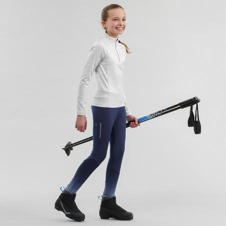 Дитяча футболка 100 для лижного бігу, з довгими рукавами - Сіра