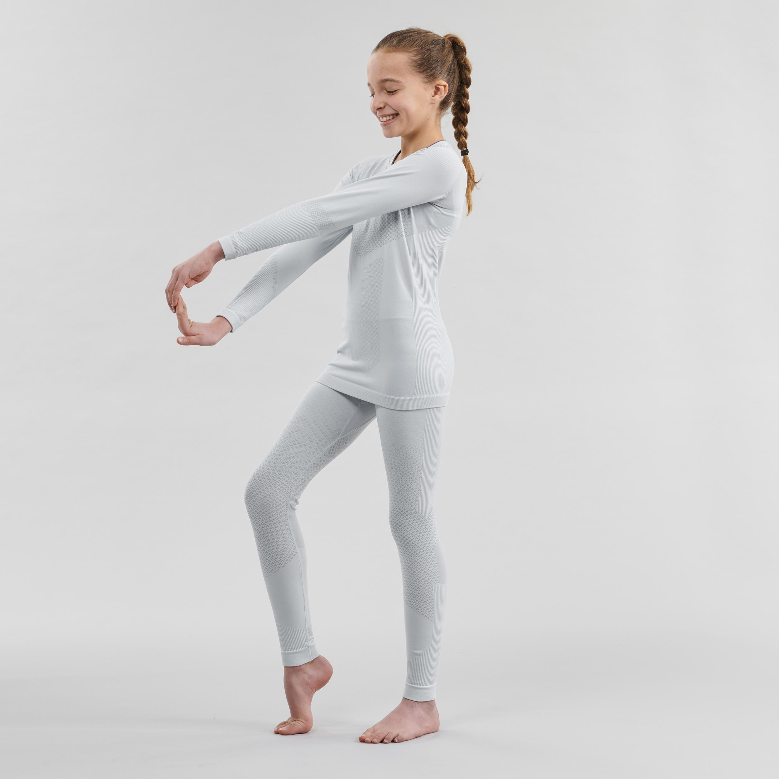 Kids' High-Tech Cross-Country Skiing Base Layer - UW 500 Grey - INOVIK