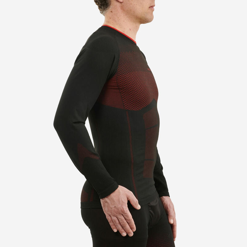 CAMISOLA TÉRMICA DE SKI DE FUNDO HOMEM 900 PRETO VERMELHO