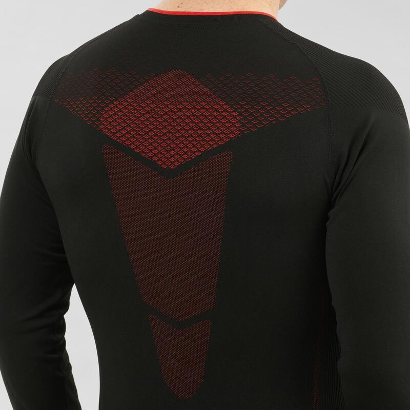 CAMISOLA TÉRMICA DE SKI DE FUNDO HOMEM 900 PRETO VERMELHO