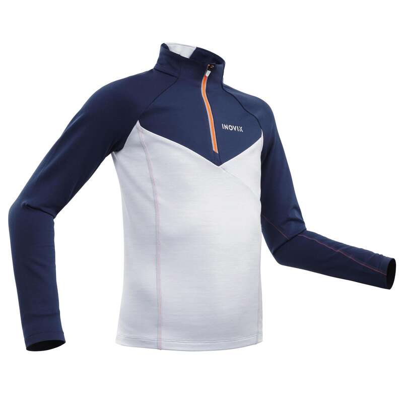 JUNIOR CROSS COUNTRY SKI CLOTHING Cross-Country Skiing - Kid's Warm T-shirt 100 - Blue INOVIK - Cross-Country Skiing