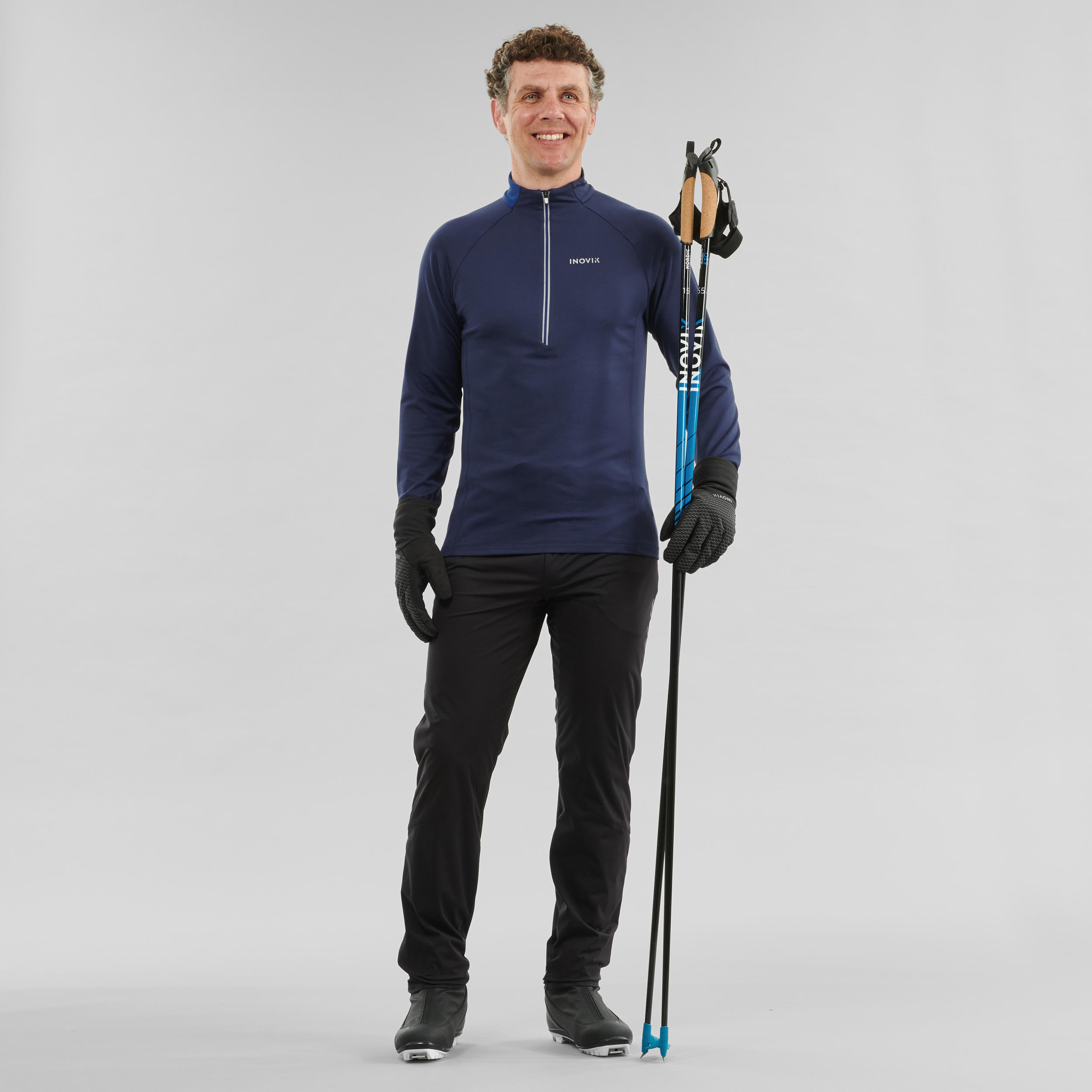 Men's Cross-Country Skiing Warm Long-Sleeved T-Shirt XC S 100 - Blue 3/8