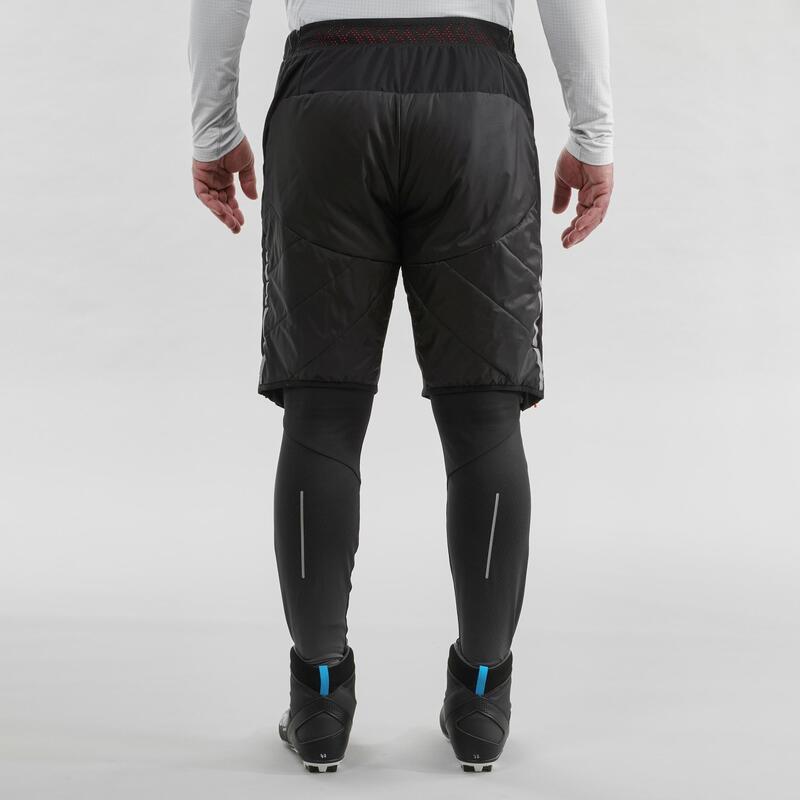 Pantalón corto cálido de esquí de fondo negro XC S SHORT 500 - hombre 